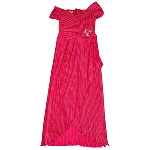 Vintage 1980s George F Couture Hot Pink Sleeveless Formal Designer Dress Size 12